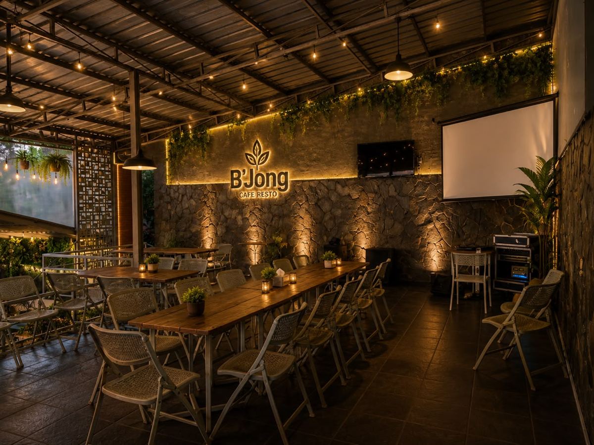 Ruang acara luas untuk gathering dan seminar di B'jong Bandung